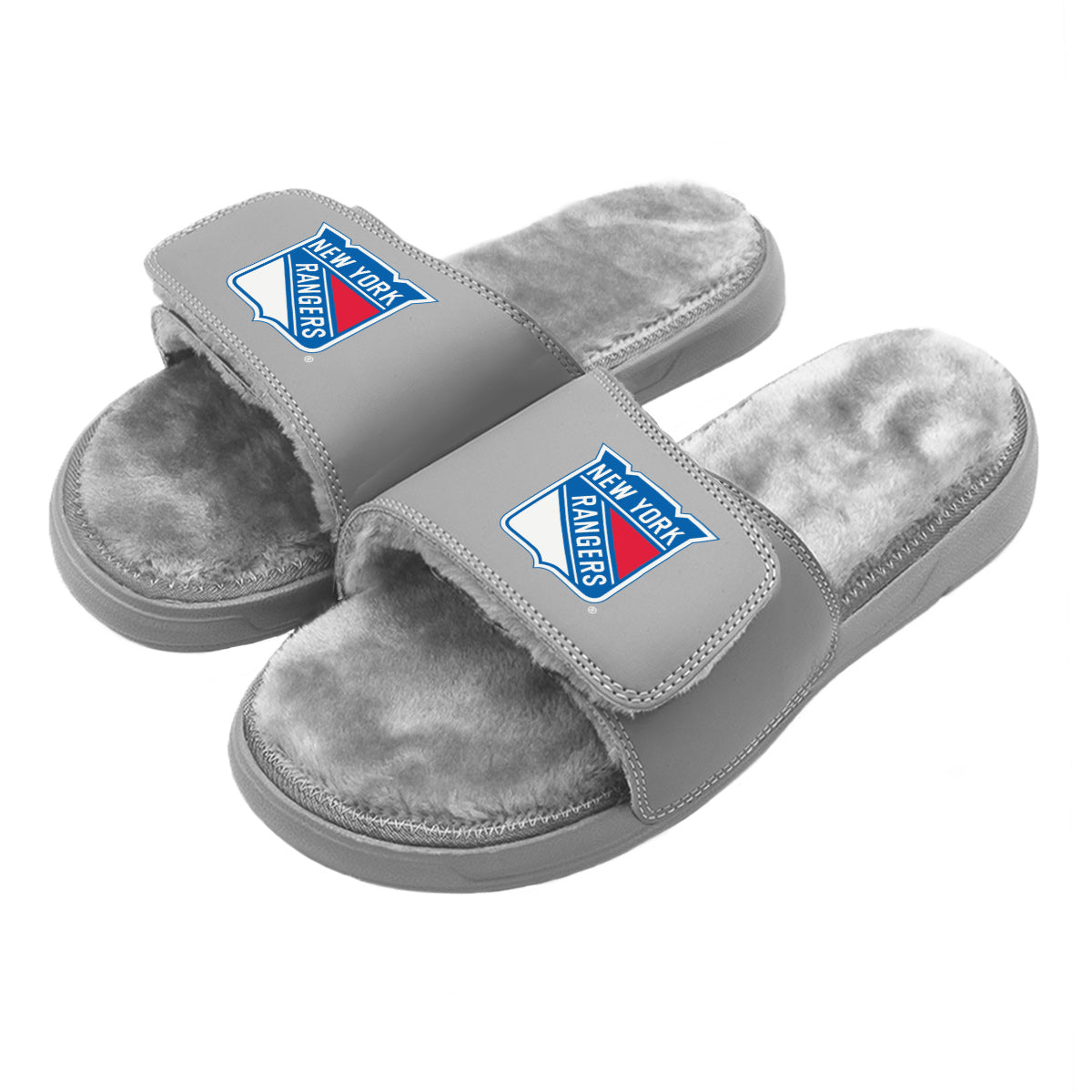 New York Rangers Primary Grey Fur Slides