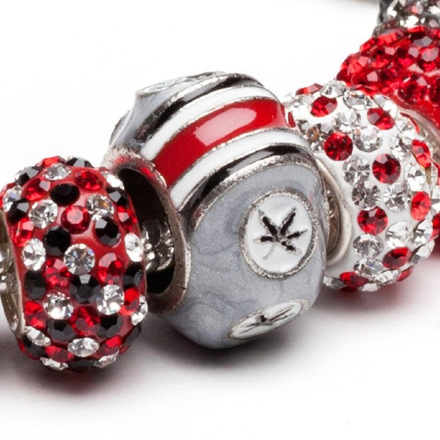 Ohio State Buckeye Leaf Stripe Bead Charm