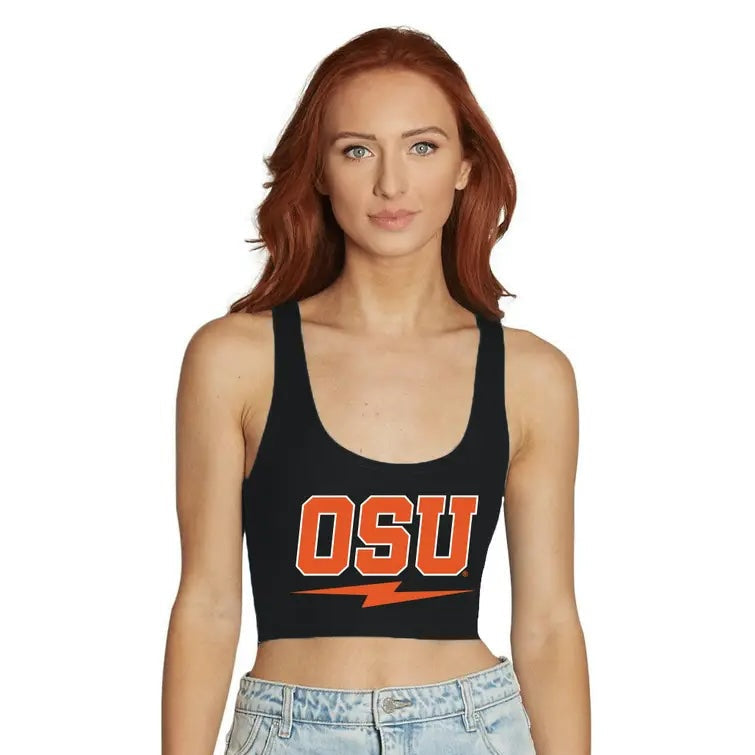 Oklahoma State Black Crop Tank Top