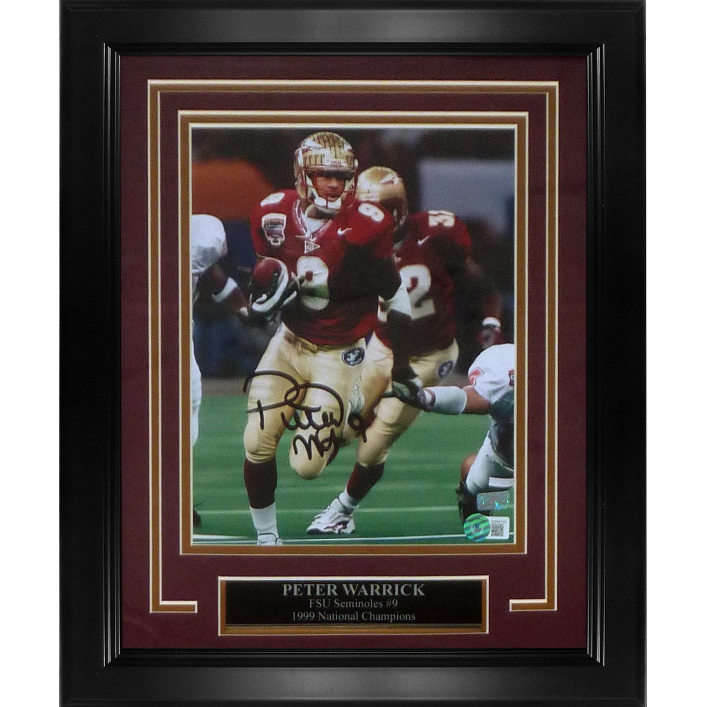 Peter Warrick Autographed Florida State FSU Seminoles Deluxe Framed 8x10 Photo - Beckett
