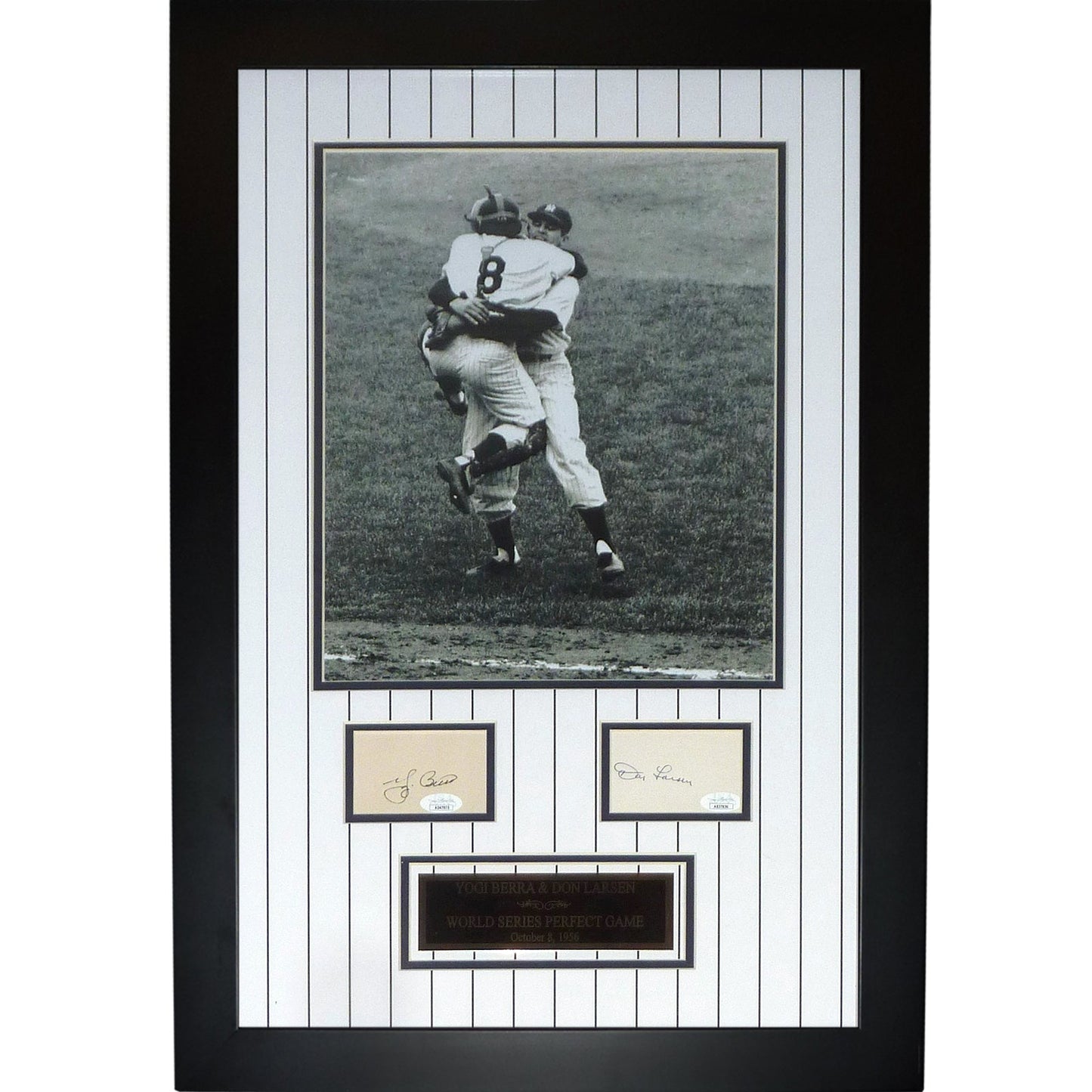 Yogi Berra And Don Larsen Autographed New York Yankees (WS Perfect Game) Deluxe Framed 11x14 Photo Piece - JSA