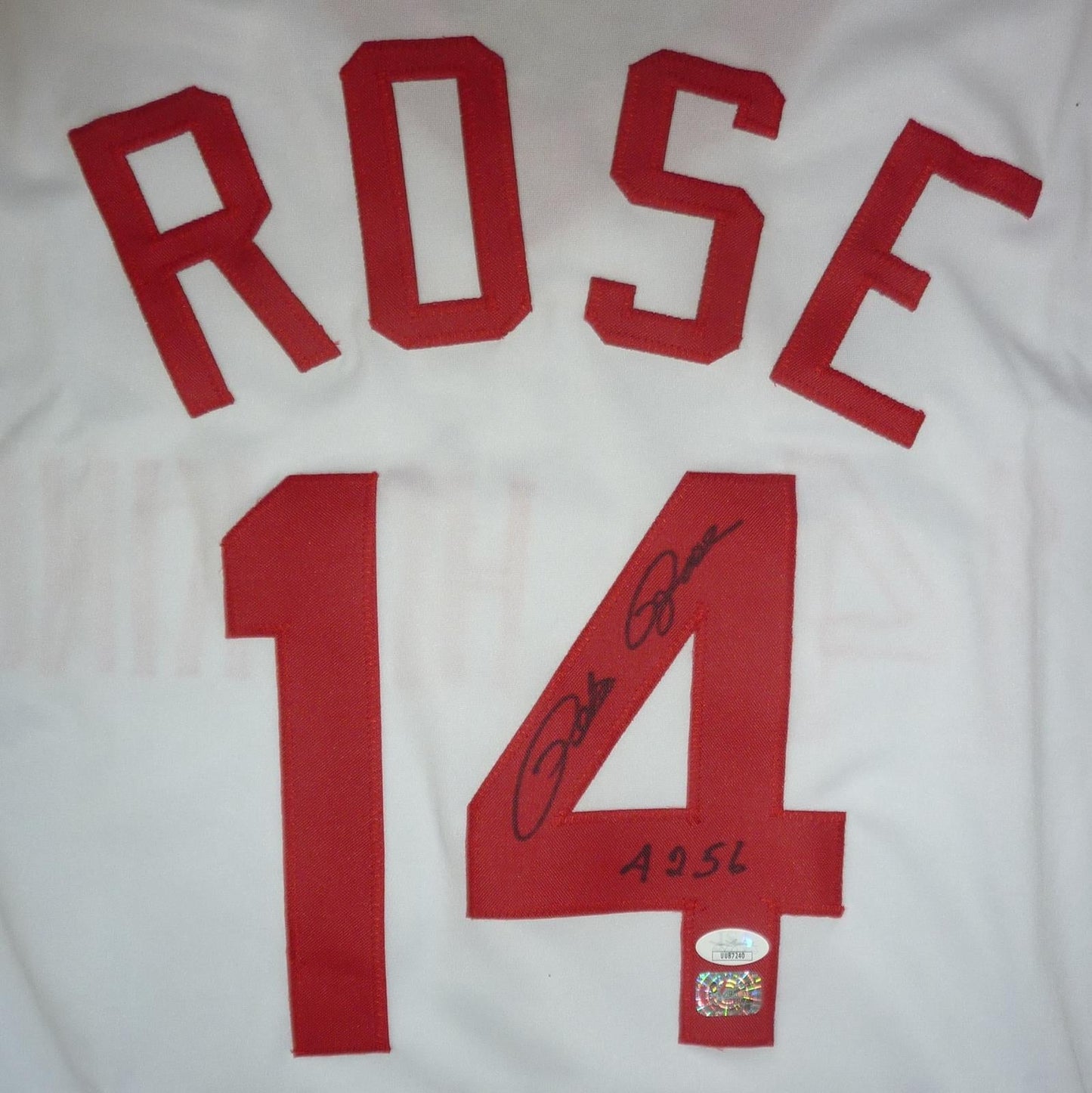 Pete Rose Autographed Cincinnati (White #14) Custom Jersey w/ "4256" - JSA