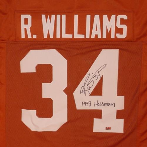 Ricky Williams Autographed Texas Longhorns (Orange #34) Custom Jersey w/ "1998 Heisman"