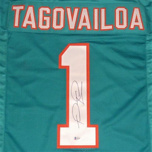 Tua Tagovailoa Autographed Miami (Teal #1) Custom Jersey - Beckett