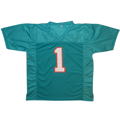 Tua Tagovailoa Autographed Miami (Teal #1) Custom Jersey - Beckett