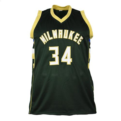 Giannis Antetokounmpo Autographed Milwaukee (Green #34) Custom Jersey - Beckett