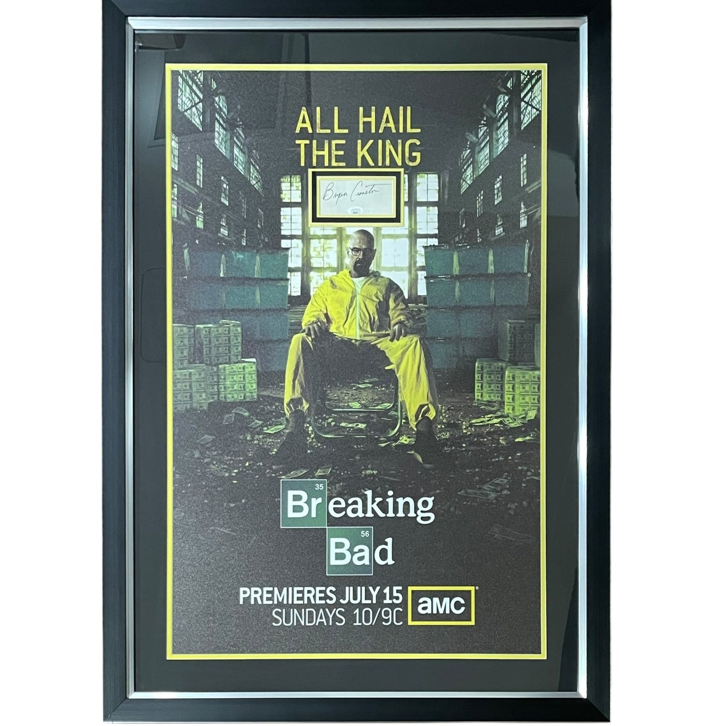 Breaking Bad Full-Size TV Poster Deluxe Framed with Bryan Cranston Autograph - JSA