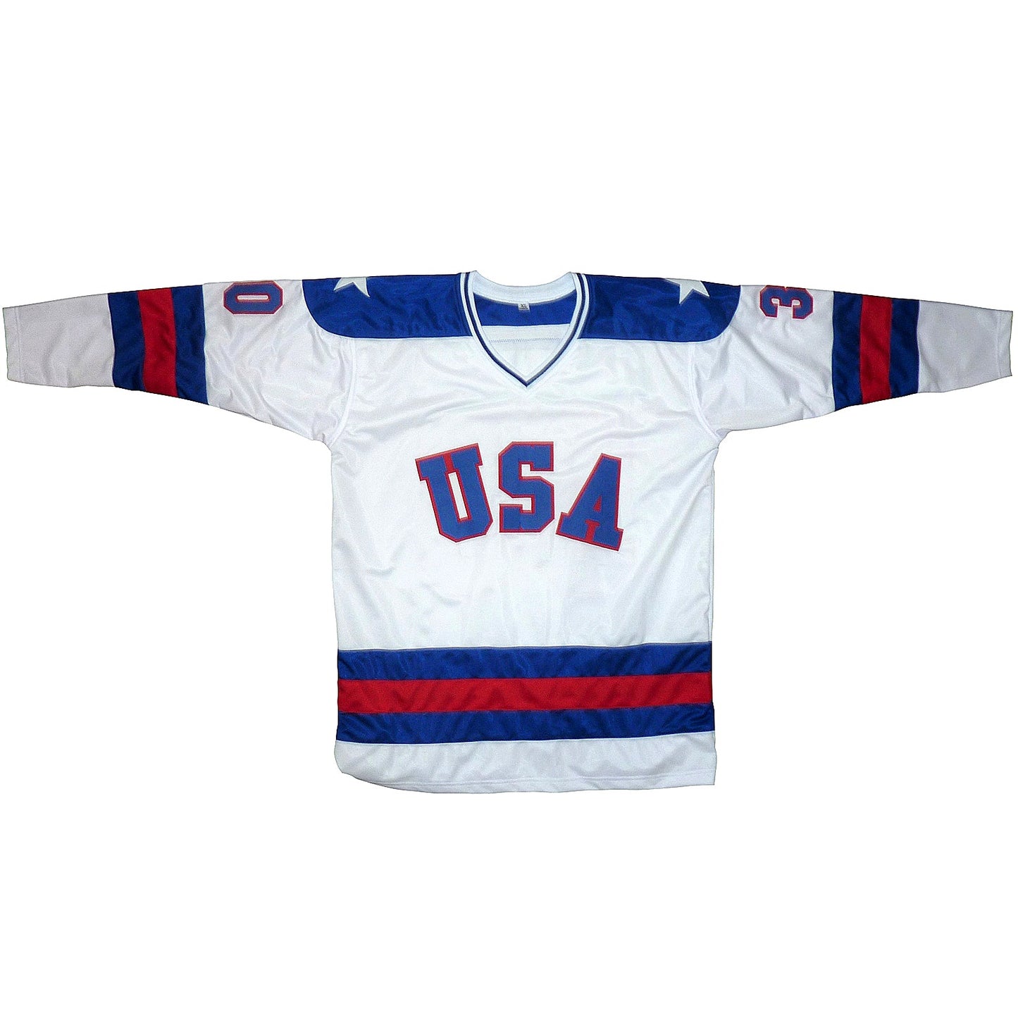Jim Craig Autographed USA Hockey (White #30) Custom Stitched Jersey with 1980 Gold - JSA