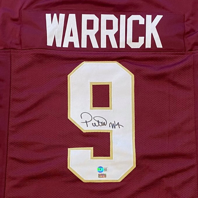 Peter Warrick Autographed Florida State FSU Seminoles (Garnet #9) Custom Jersey - Beckett