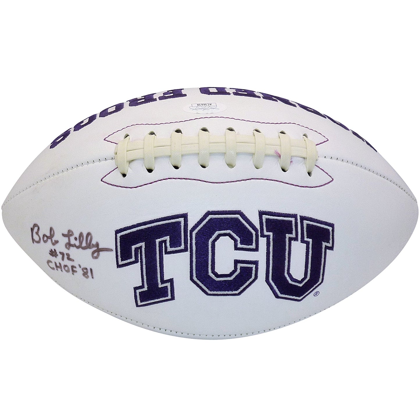 Bob Lilly Autographed TCU Horned Frogs Logo Football - JSA