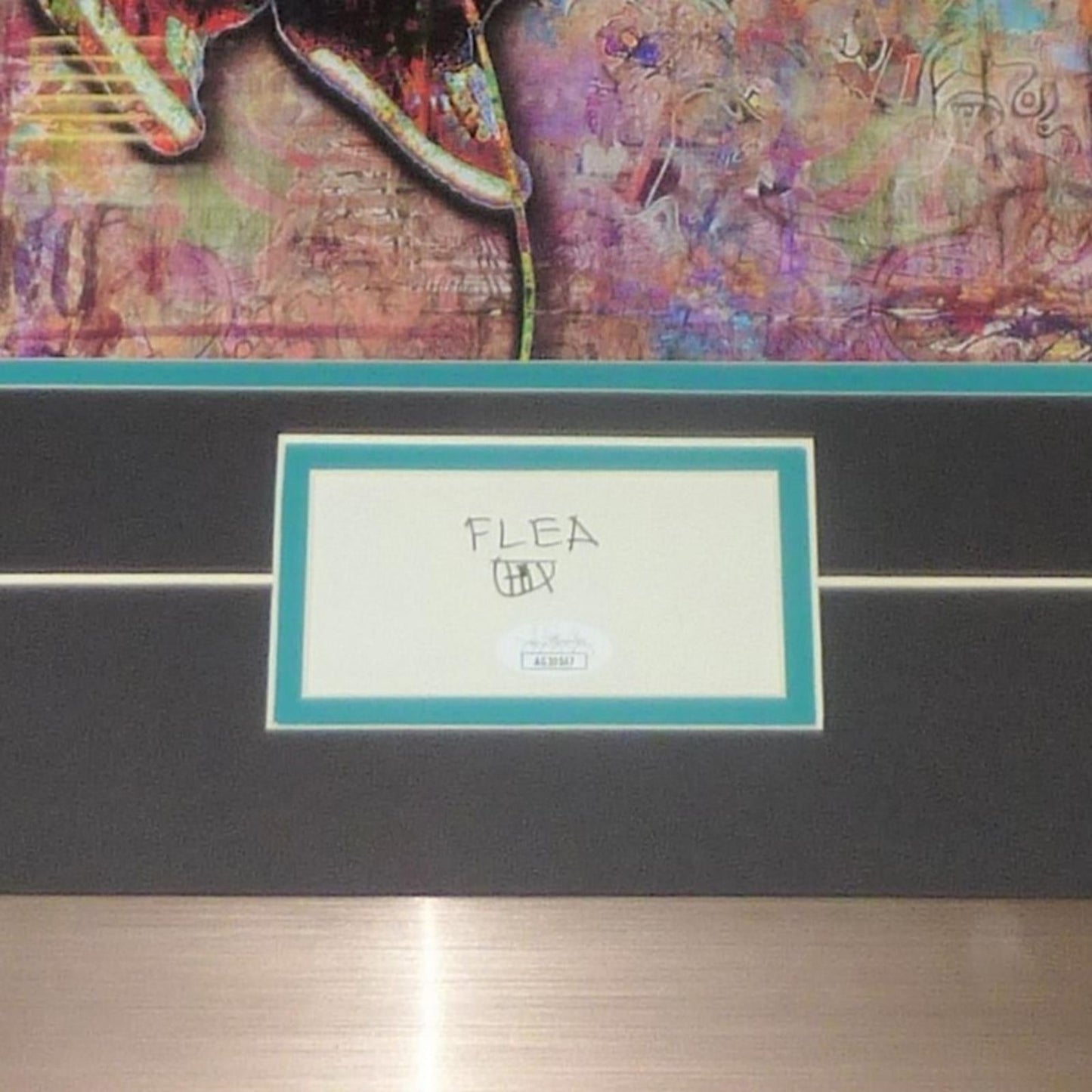 Flea Red Hot Chili Peppers 12x18 Splash Artwork Deluxe Framed with Autograph - JSA