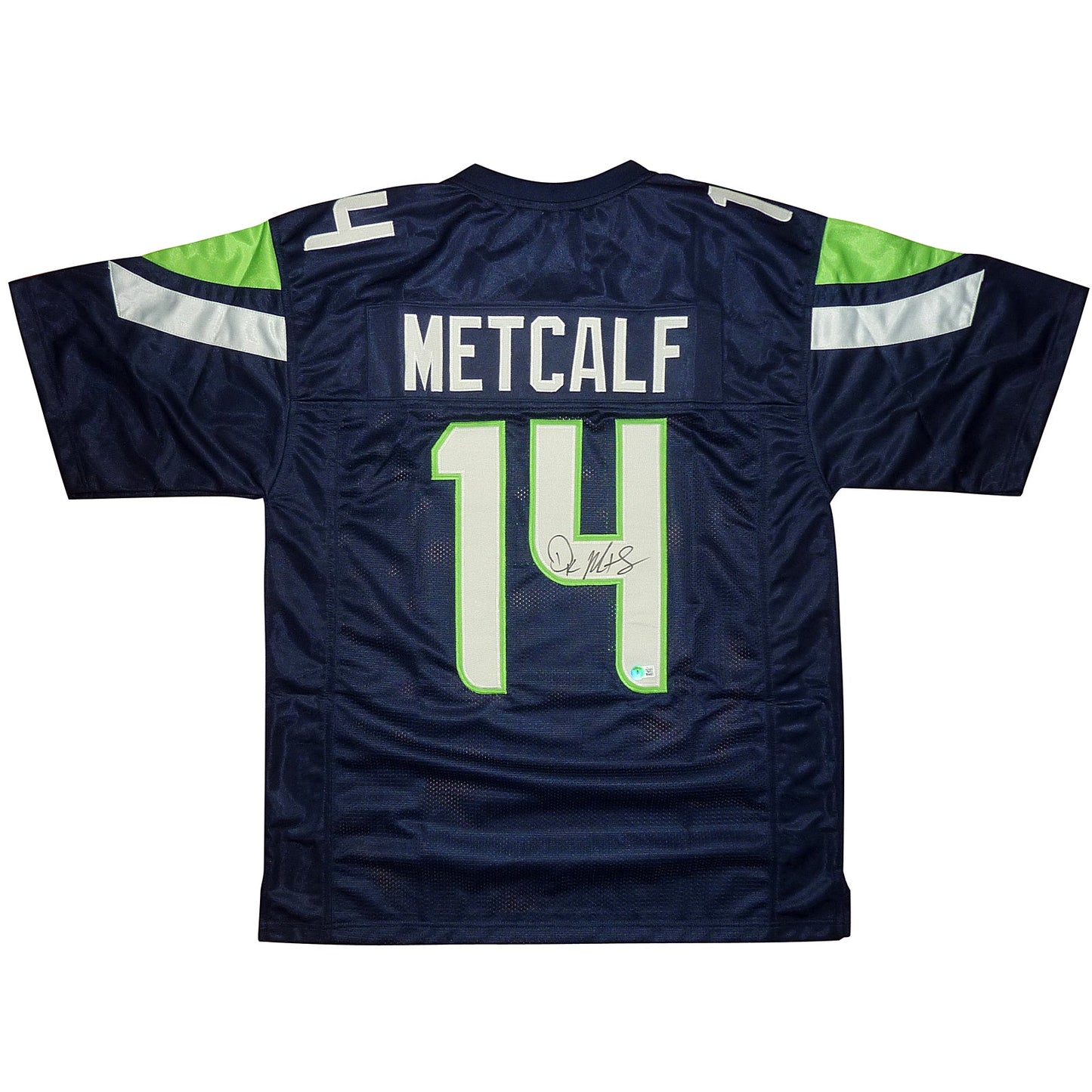 DK Metcalf Autographed Seattle (Blue #14) Custom Jersey - Beckett