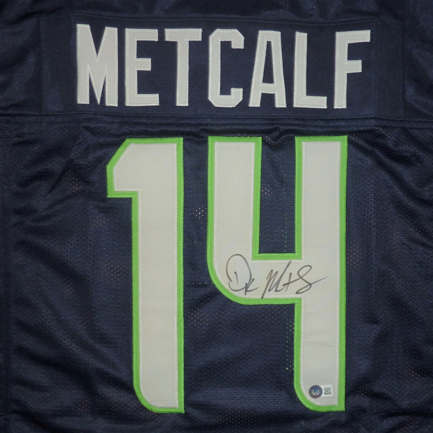 DK Metcalf Autographed Seattle (Blue #14) Custom Jersey - Beckett