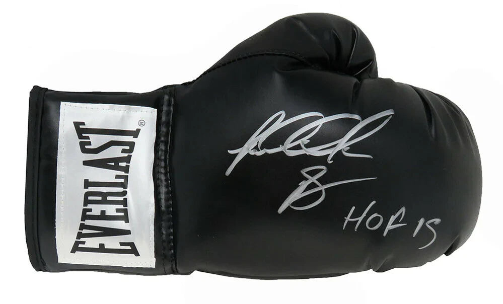 Riddick Bowe Autographed Black Everlast Boxing Glove w/ "HOF 15" - JSA