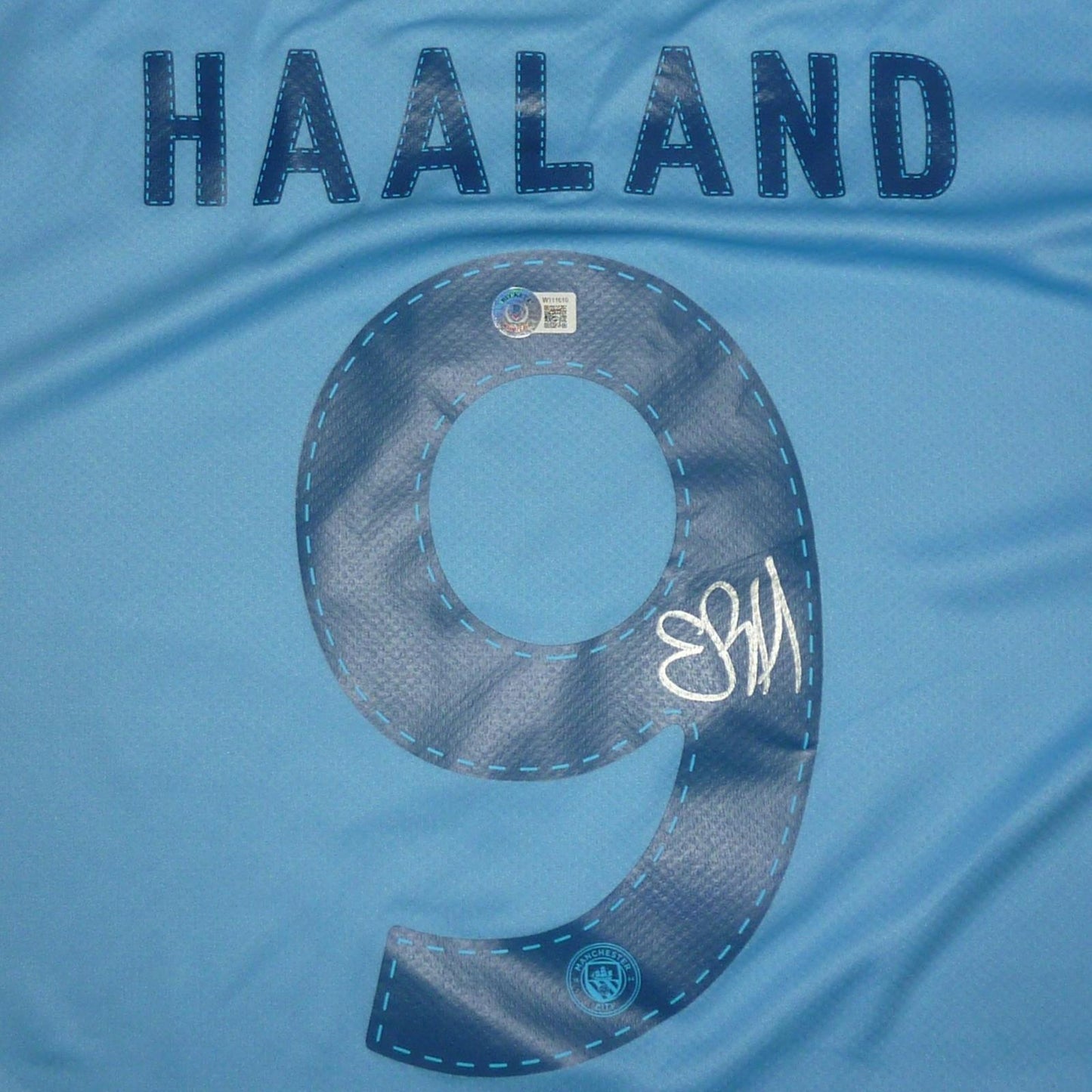 Erling Haaland Autographed Manchester City Ethiad 2022-23 (Blue #9) UCL Patch Soccer Jersey - Beckett Witness