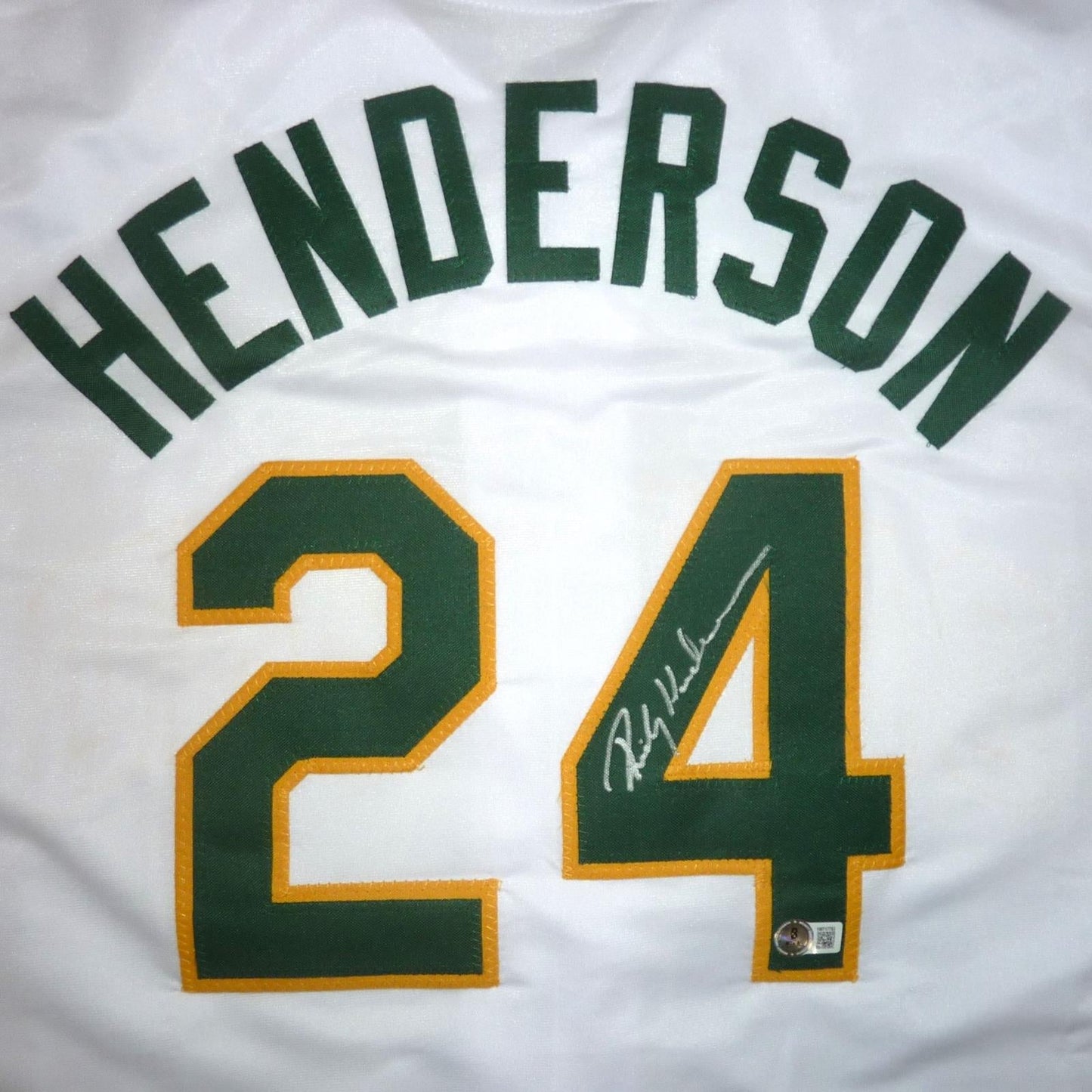 Rickey Henderson Autographed Oakland (White #24) Custom Jersey - Beckett