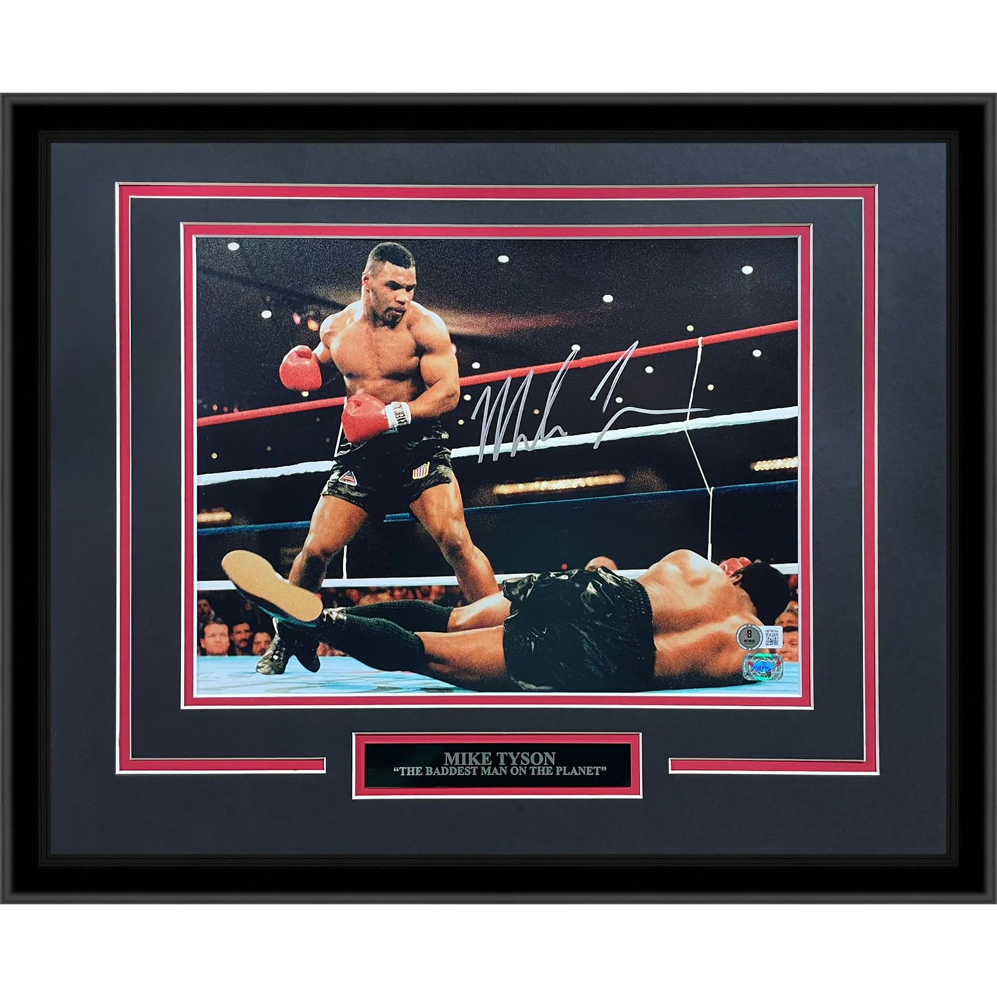 Mike Tyson Autographed Boxing (Knockout) Deluxe Framed 11x14 Photo - Tyson Holo, Beckett