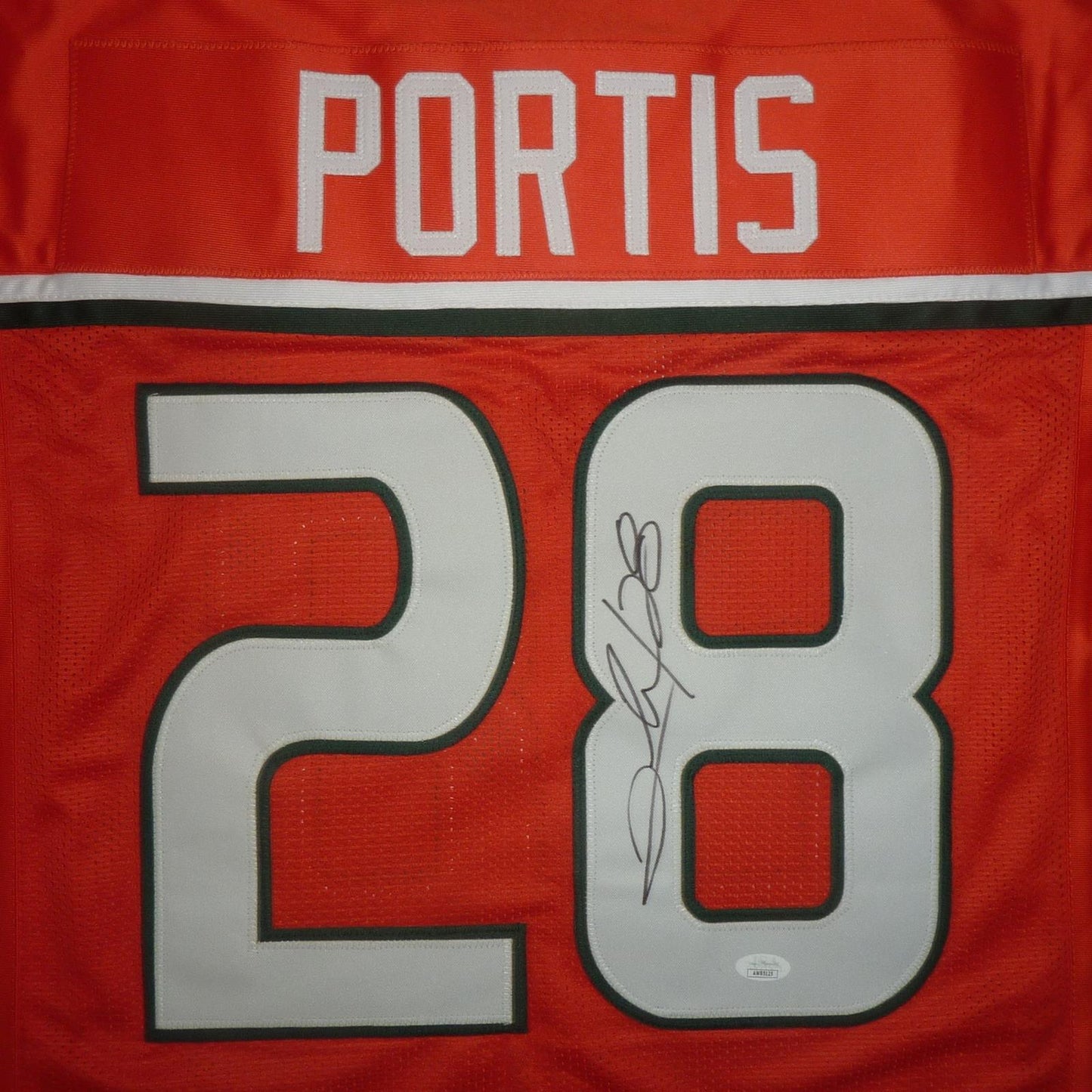 Clinton Portis Autographed Miami Hurricanes (Orange #28) Custom Jersey - JSA