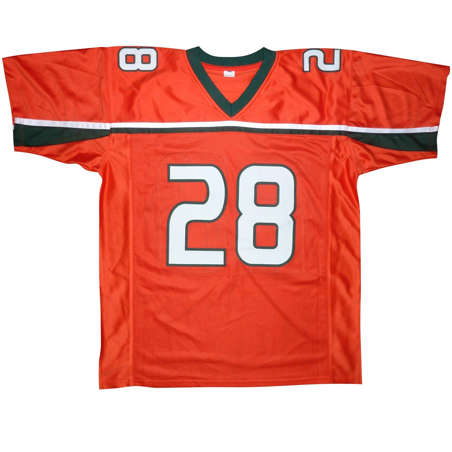 Clinton Portis Autographed Miami Hurricanes (Orange #28) Custom Jersey - JSA