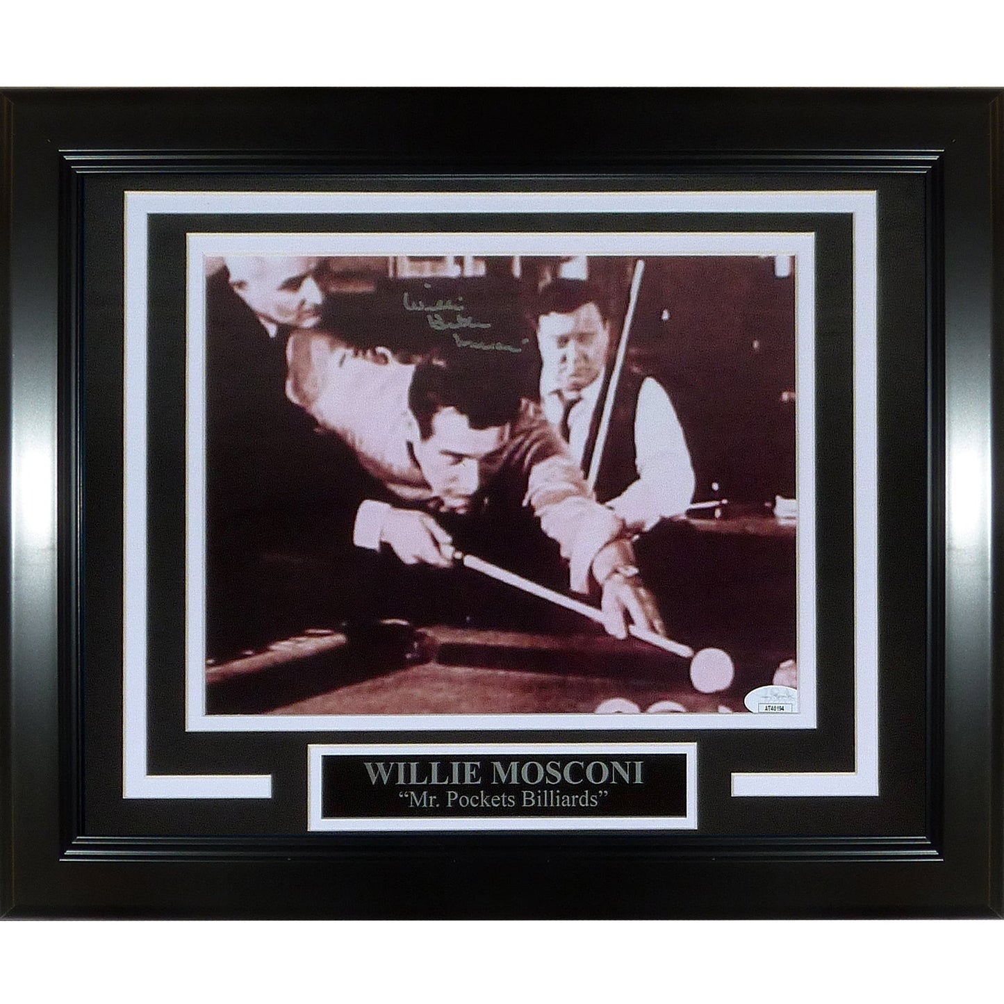 Willie Mosconi "Hustler" Autographed Pool Deluxe Framed 8x10 Photo "Mr. Pocket Billiards" - JSA