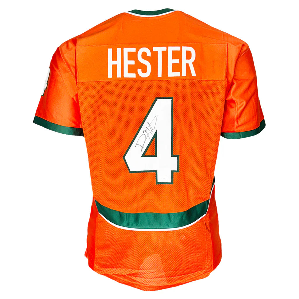 Devin Hester Autographed Miami Hurricanes (Orange #4) Custom Jersey - JSA