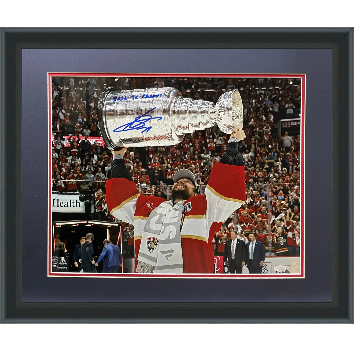 Sergei Bobrovsky Autographed Florida Panthers (Stanley Cup Trophy) Deluxe Framed 16x20 Photo w/ "2024 SC Champs" - JSA