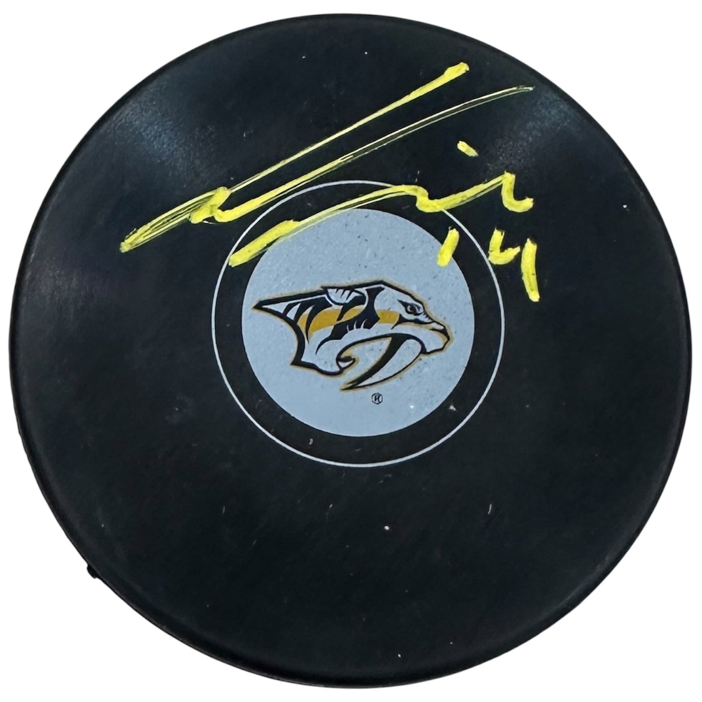 Gustav Nyquist Autographed Nashville Predators Hockey Puck - JSA