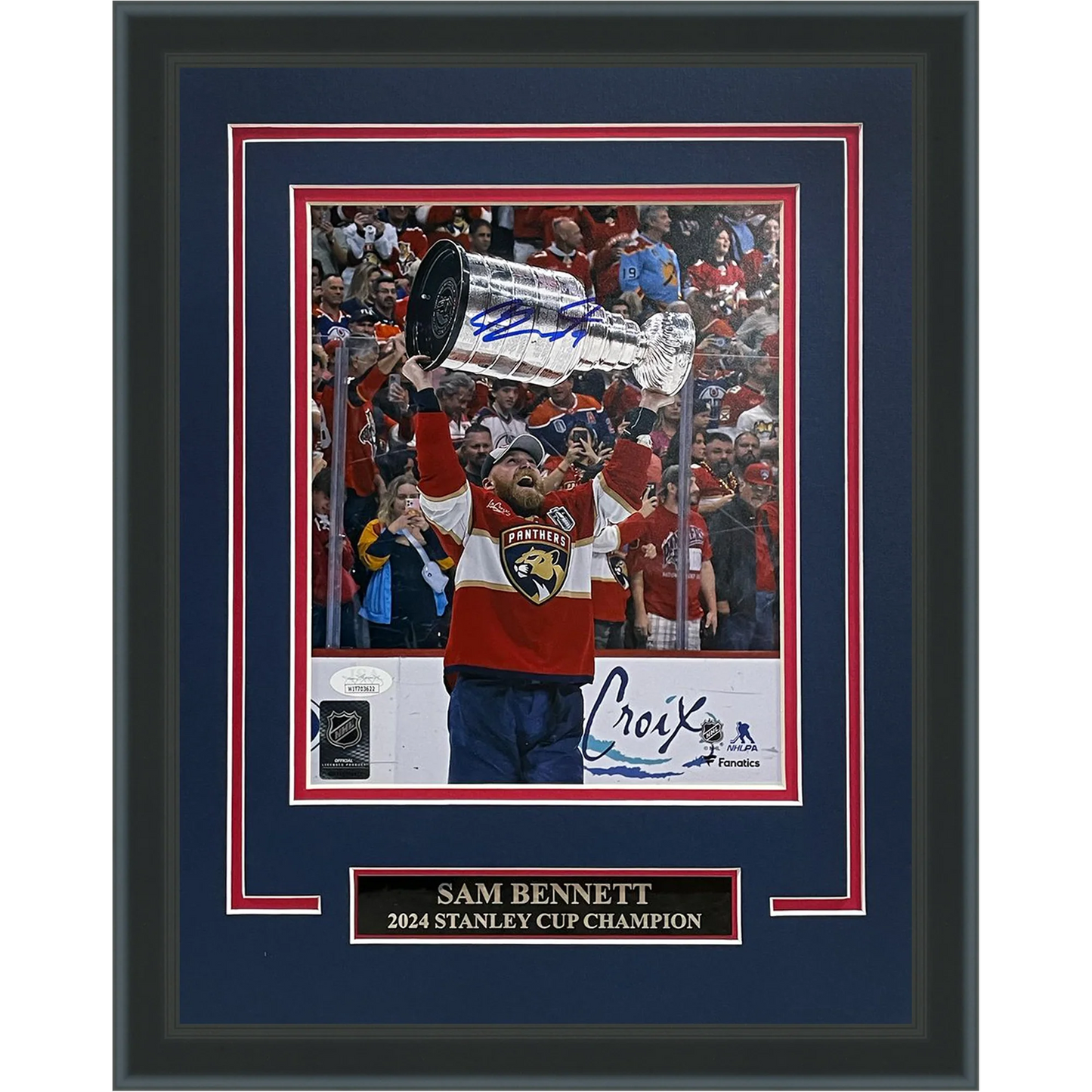 Sam Bennett Autographed Florida Panthers (Stanley Cup Trophy) Deluxe Framed 8x10 Photo - JSA