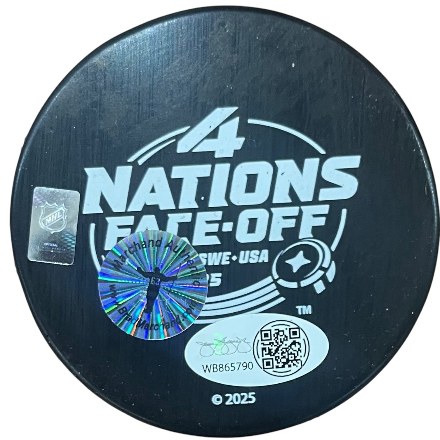 Brad Marchand Autographed Team Canada 4 Nations Hockey Puck w/ "Champs" - JSA