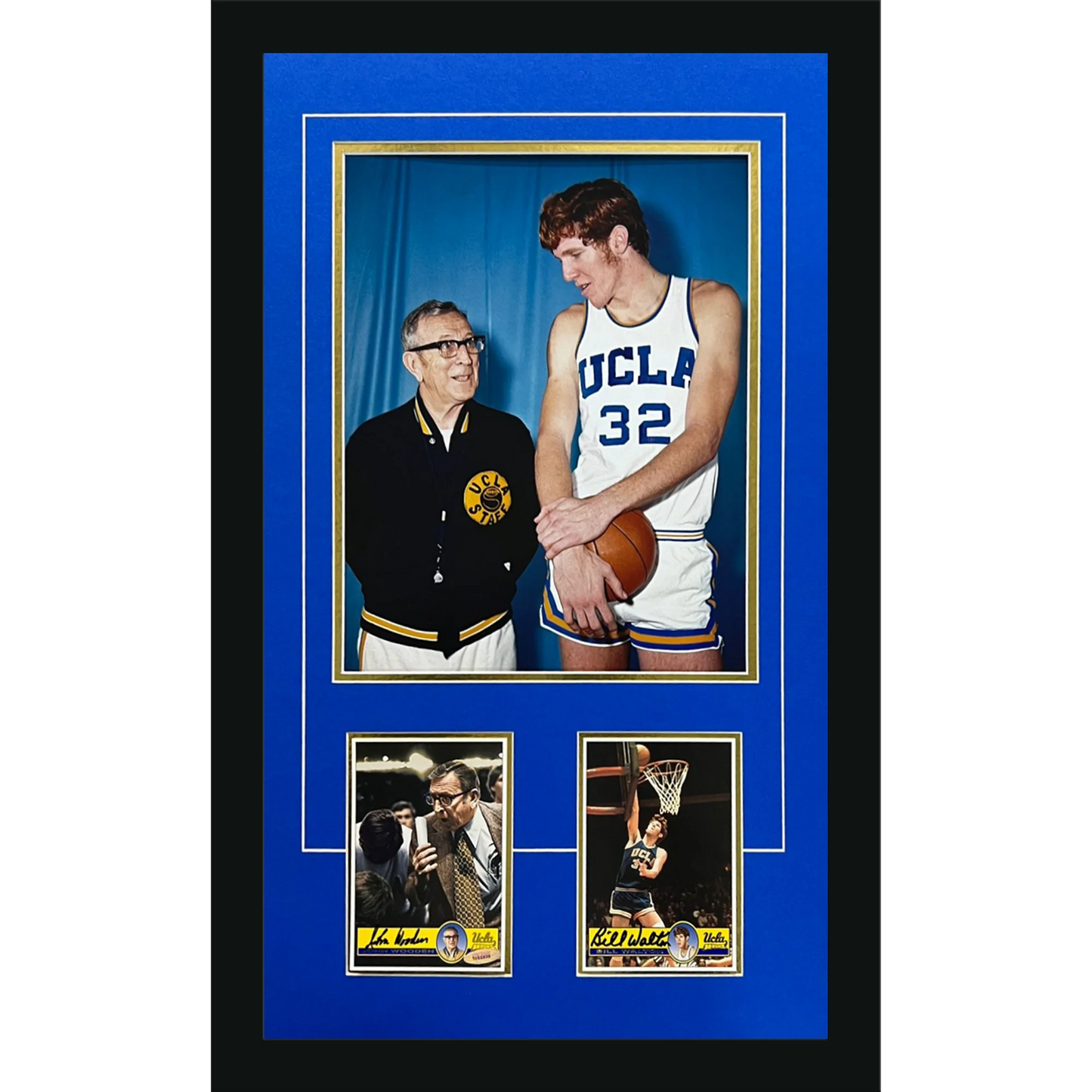 John Wooden And Bill Walton Autographed UCLA Bruins Deluxe Framed 11x14 Photo Postcard Piece