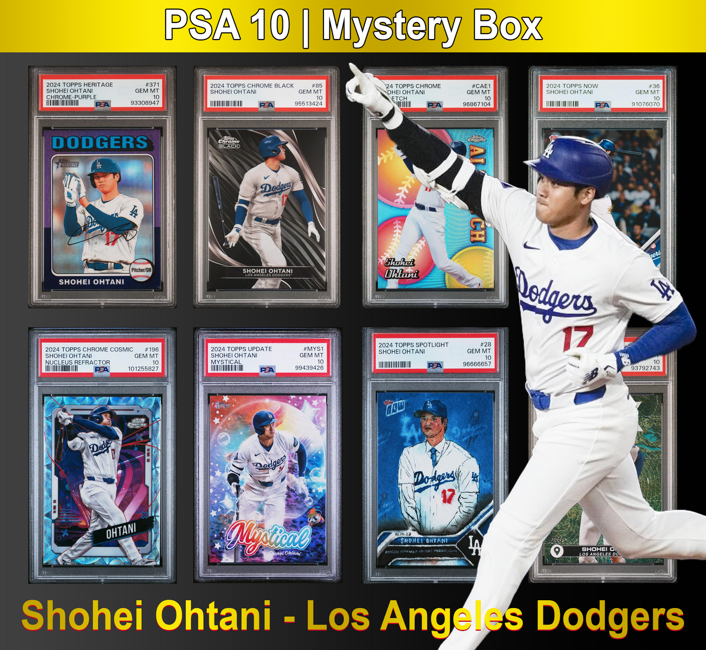 PSA 10 Graded Los Angeles Dodgers Baseball Card Mystery Box - Shohei Ohtani