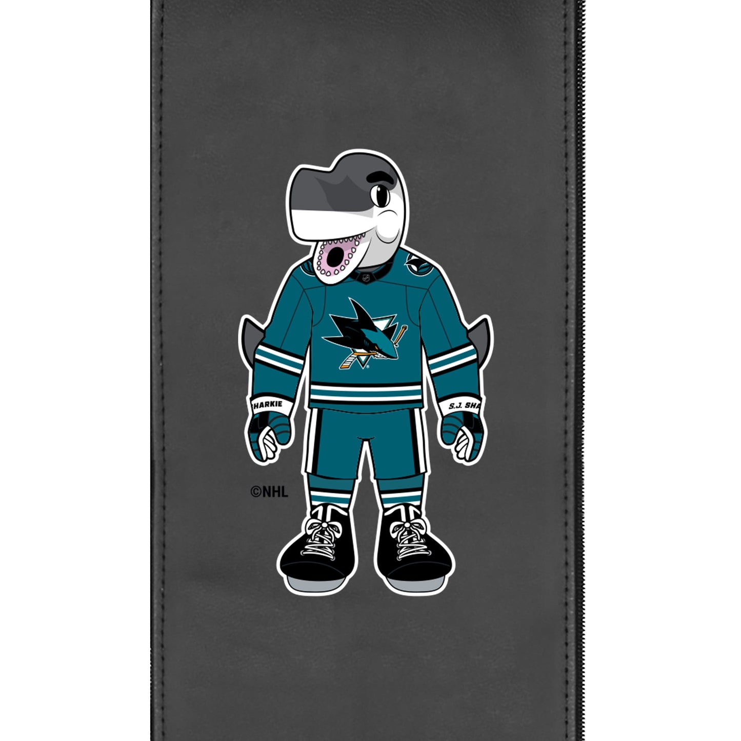 Silver Sofa with San Jose Sharks Sharkie Mascot Logo