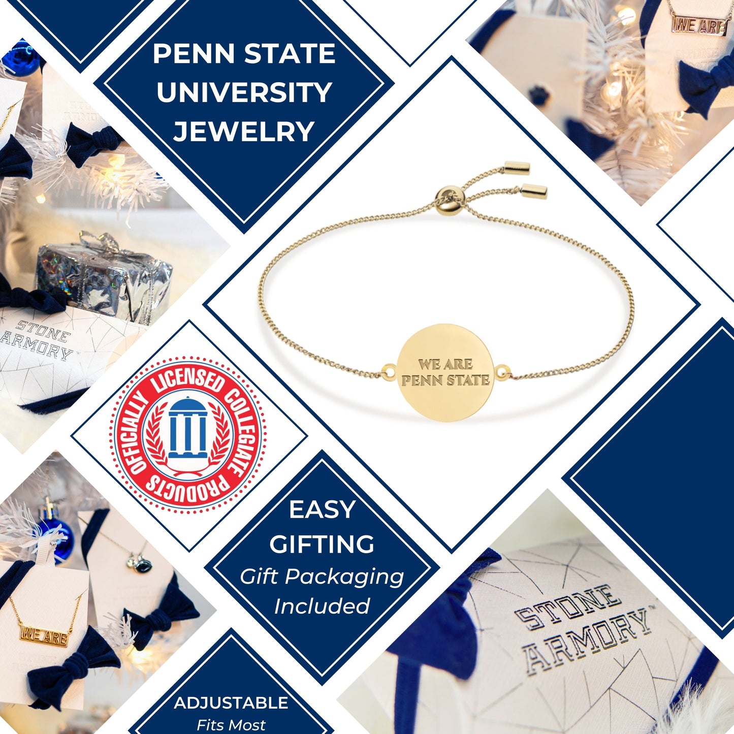 We Are Penn State Bolo Bracelet - 18K Gold Coat