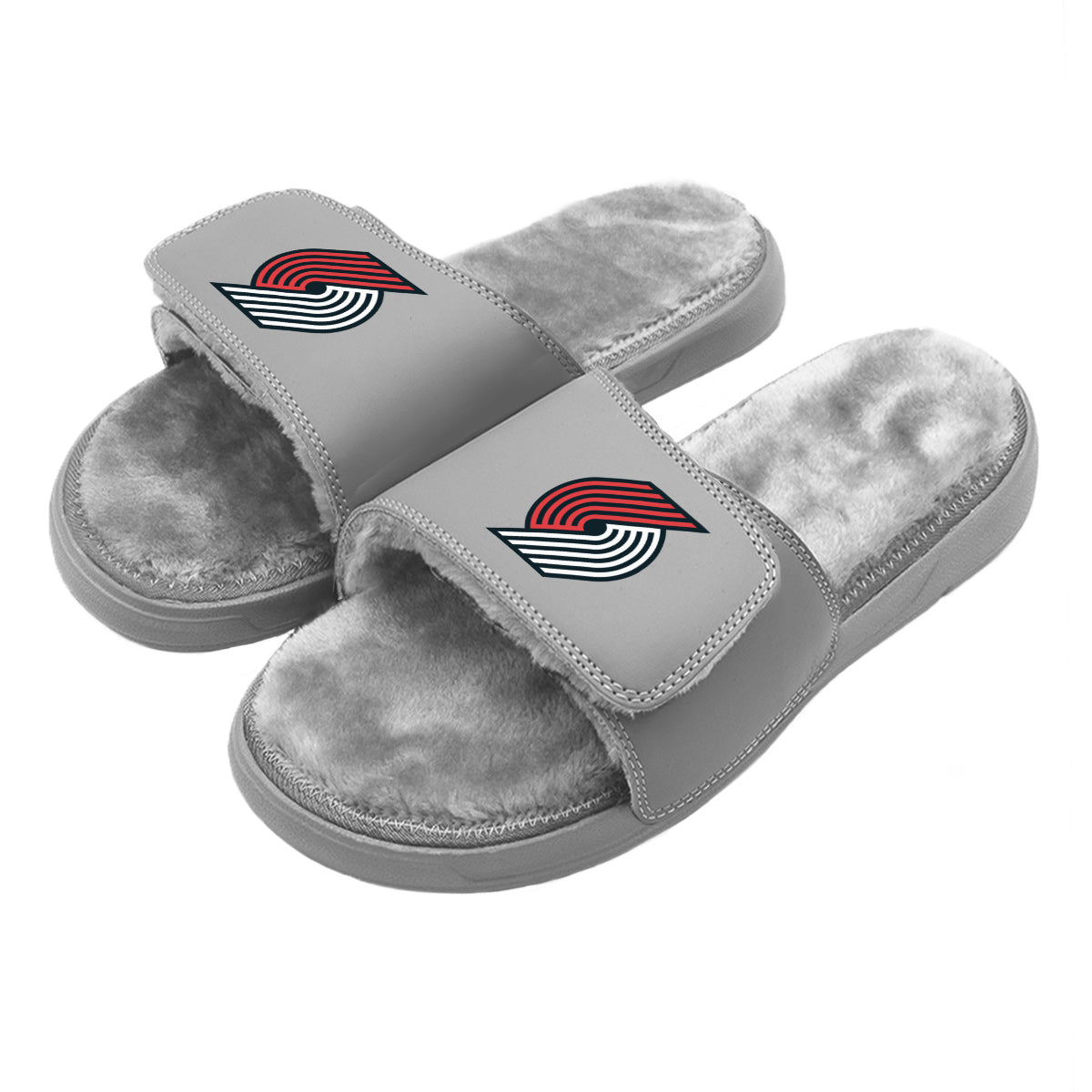 Portland Trail Blazers Primary Grey Fur Slides