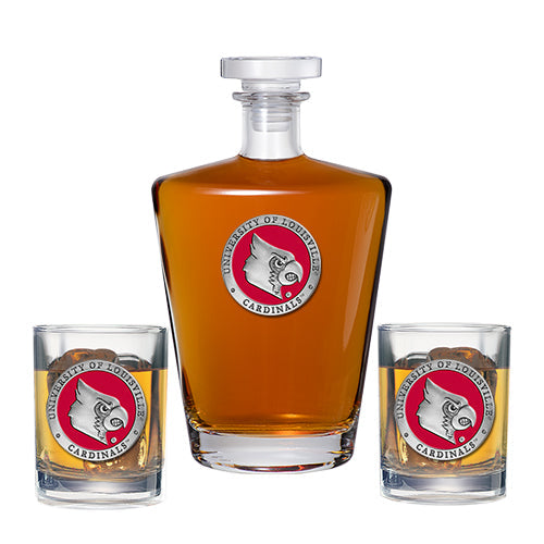 University of Louisville Royal Decanter with 2 Glasses
