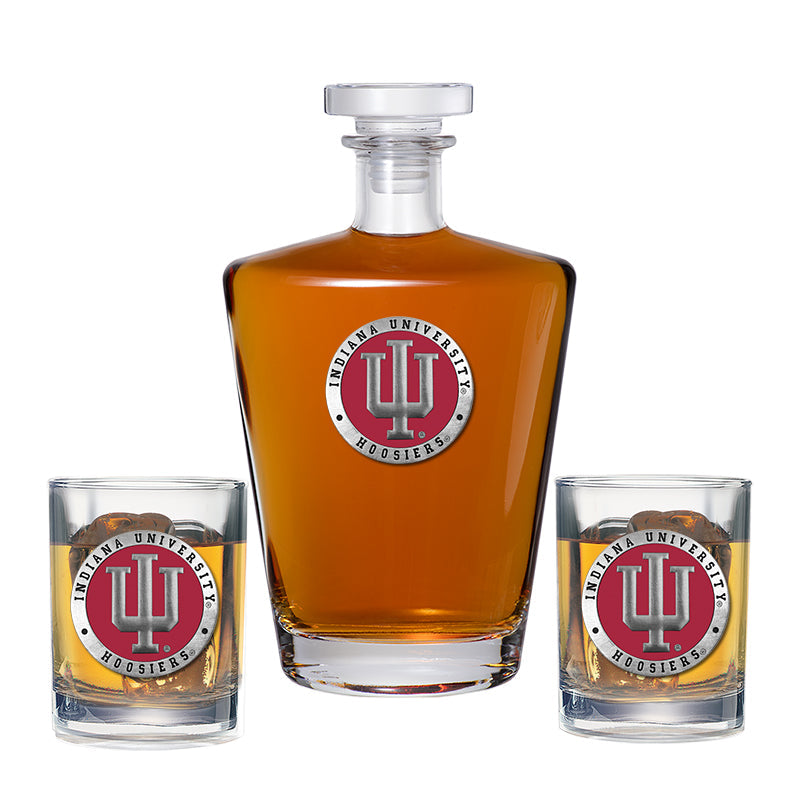Indiana University Royal Decanter with 2 Glasses