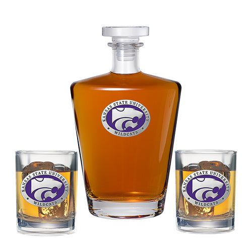 Kansas State University Royal Decanter with 2 Glasses