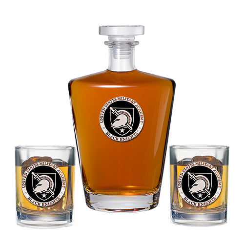 United States Military Academy Black Knights Royal Decanter with 2 Glasses