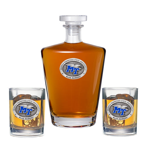 Middle Tennessee State University Royal Decanter with 2 Glasses