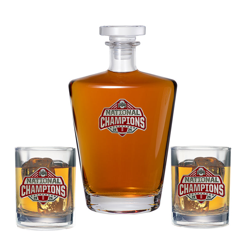 2024-25 Ohio State Football Championship Royal Decanter with 2 Glasses
