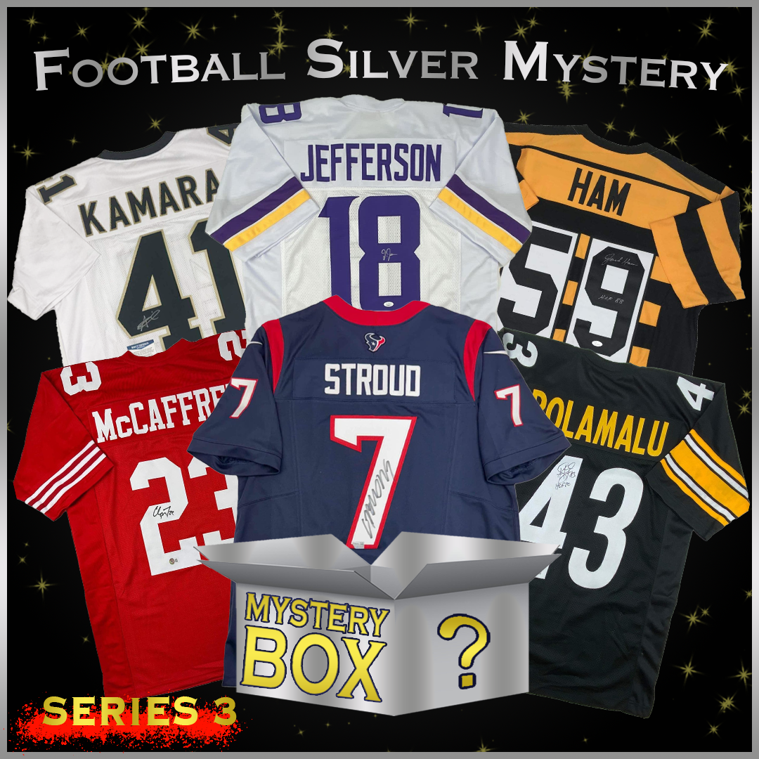 Autographed/Signed Football SILVER Series 3 Jersey Mystery Box with PSA JSA or Beckett COA