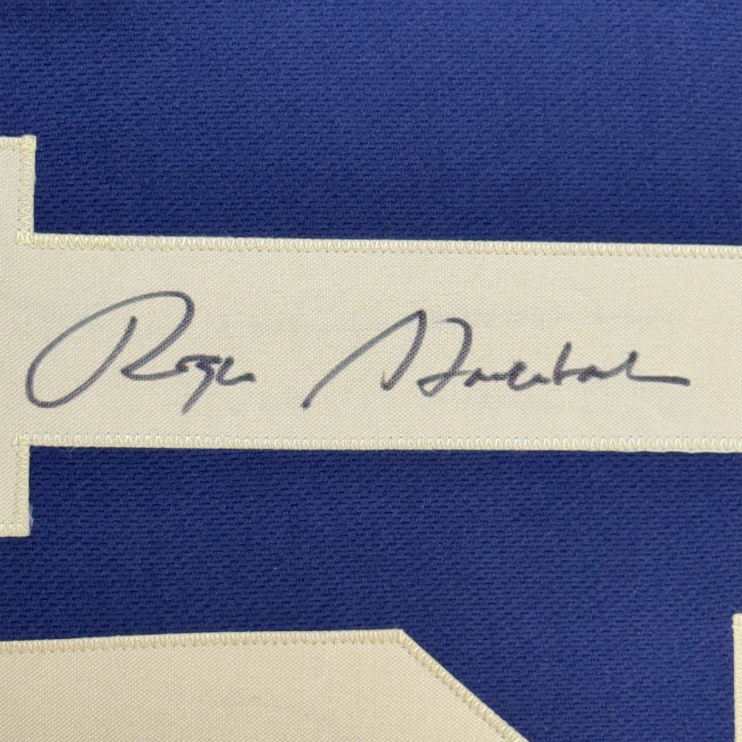 Framed Autographed/Signed Roger Staubach 35x39 Navy Midshipmen Blue College Football Jersey JSA COA