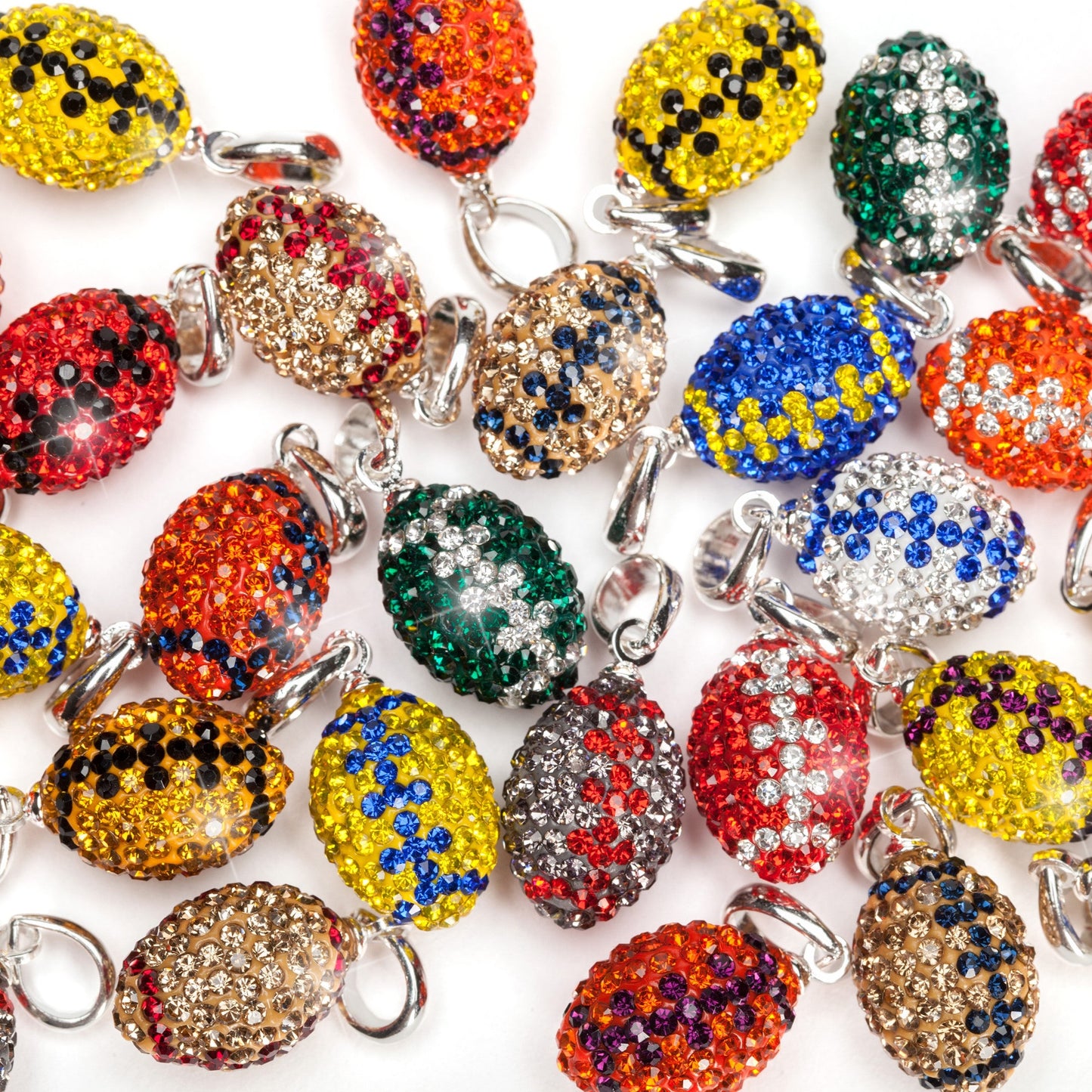 Red and Clear Crystal Football Earrings
