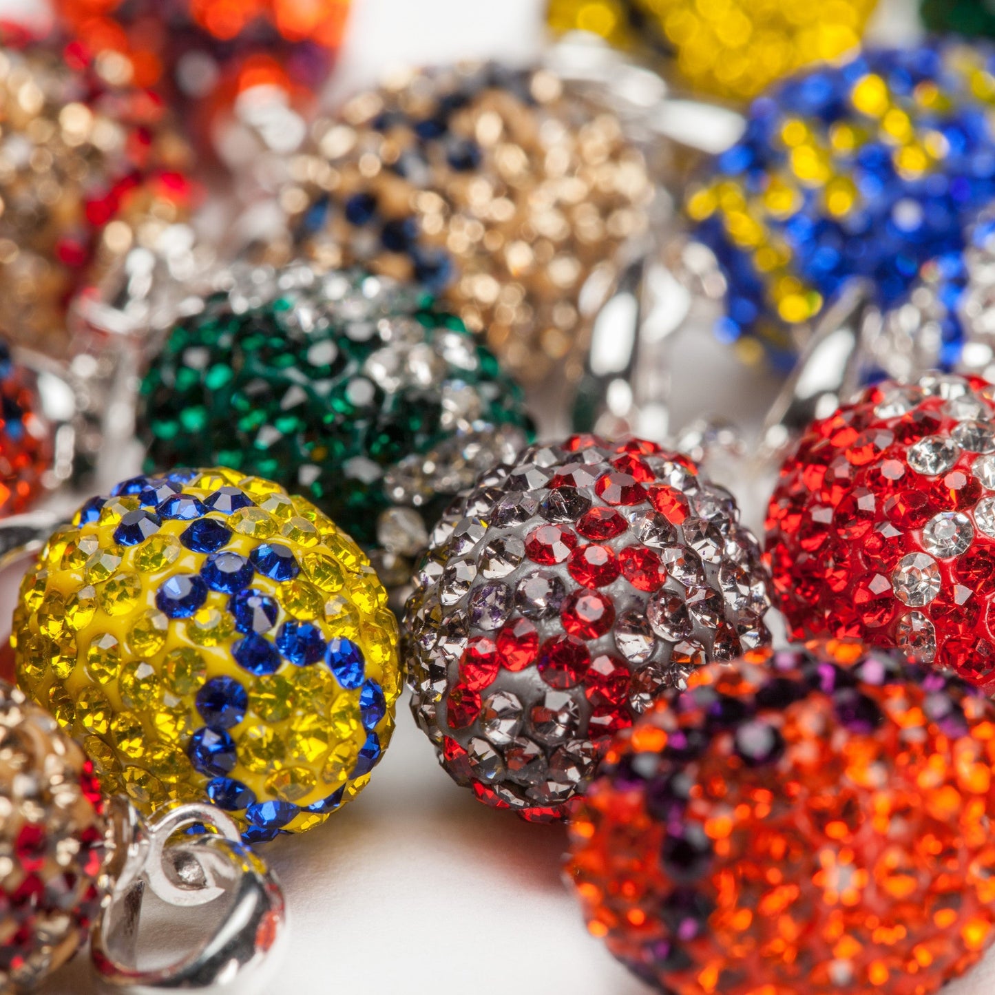 Green and Clear Crystal Football Earrings