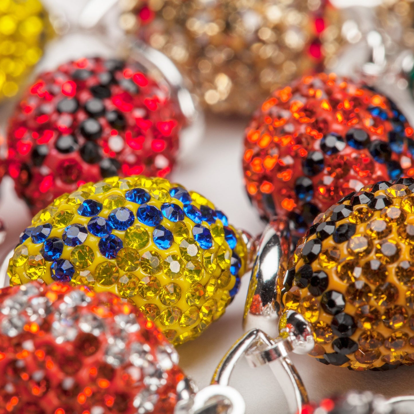 Orange with Clear Crystal Football Earrings
