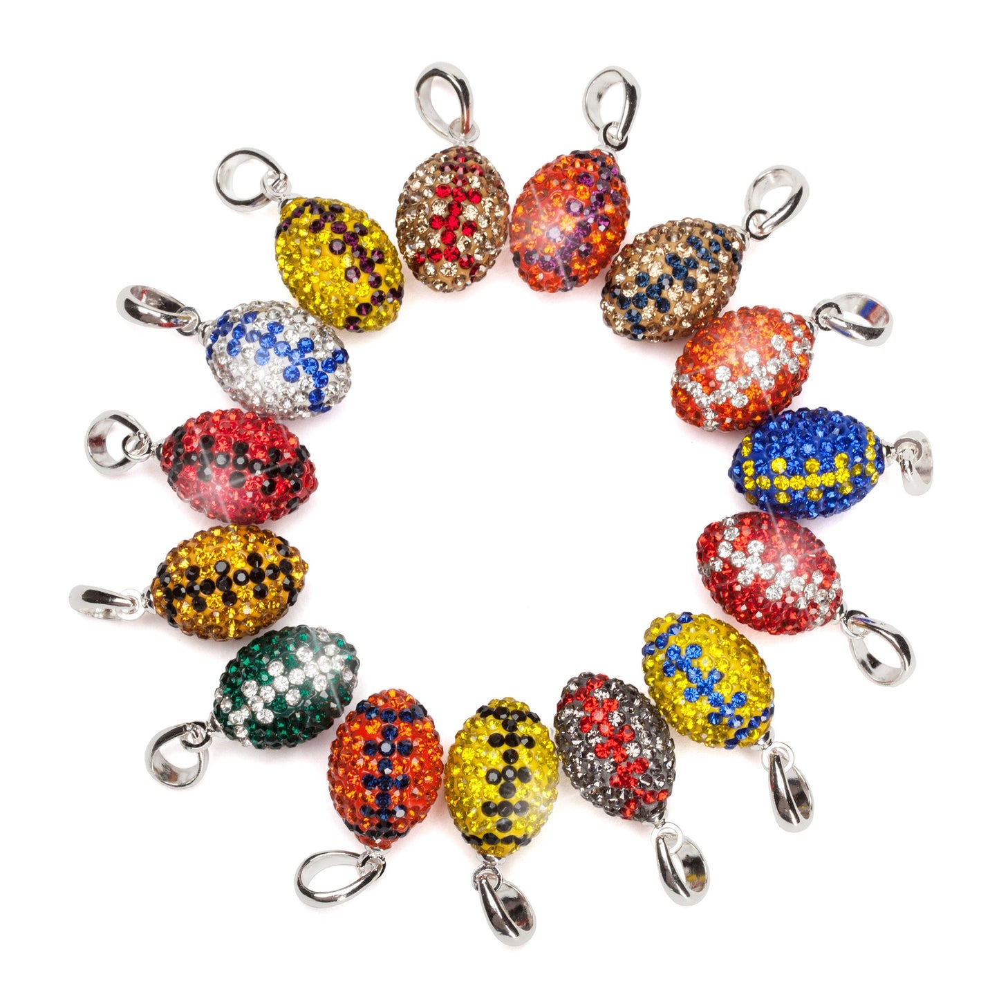 Red and Clear Crystal Football Earrings