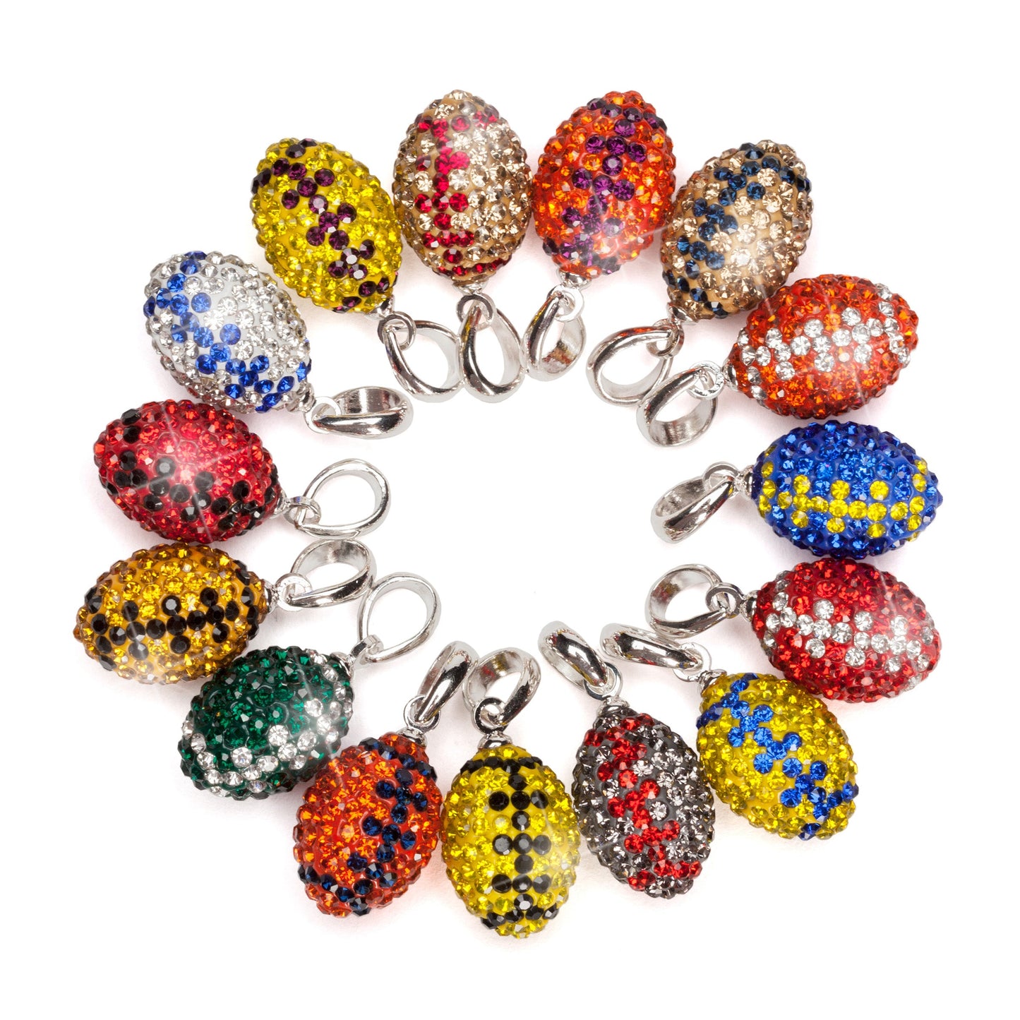Orange with Clear Crystal Football Earrings