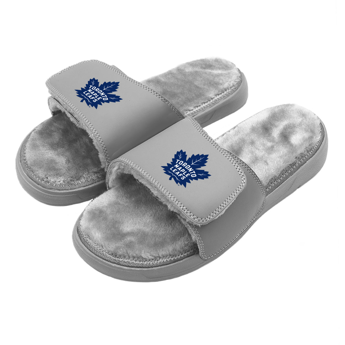Toronto Maple Leafs Primary Grey Fur Slides
