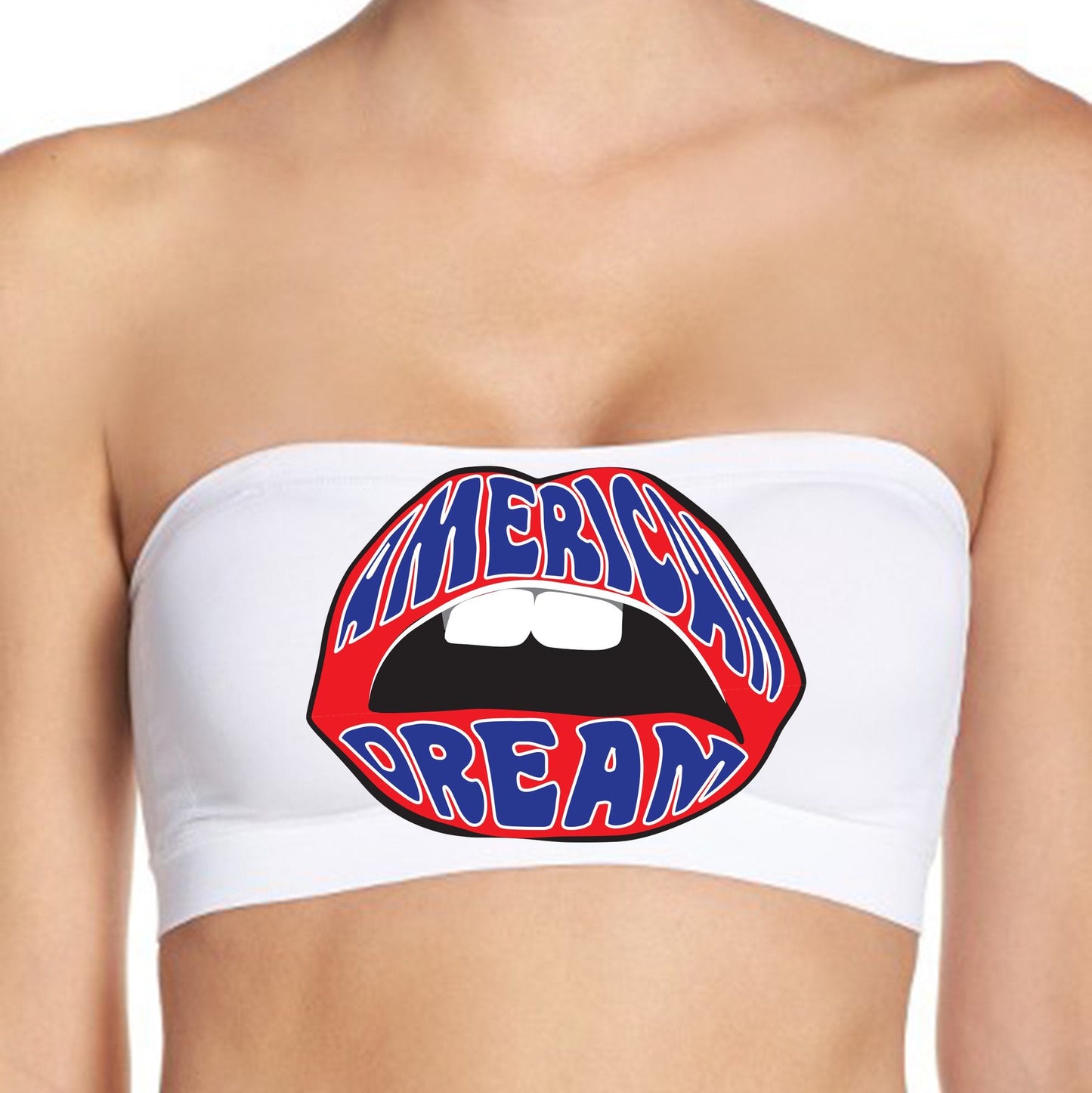 USA American Dream Lips White Bandeau Top