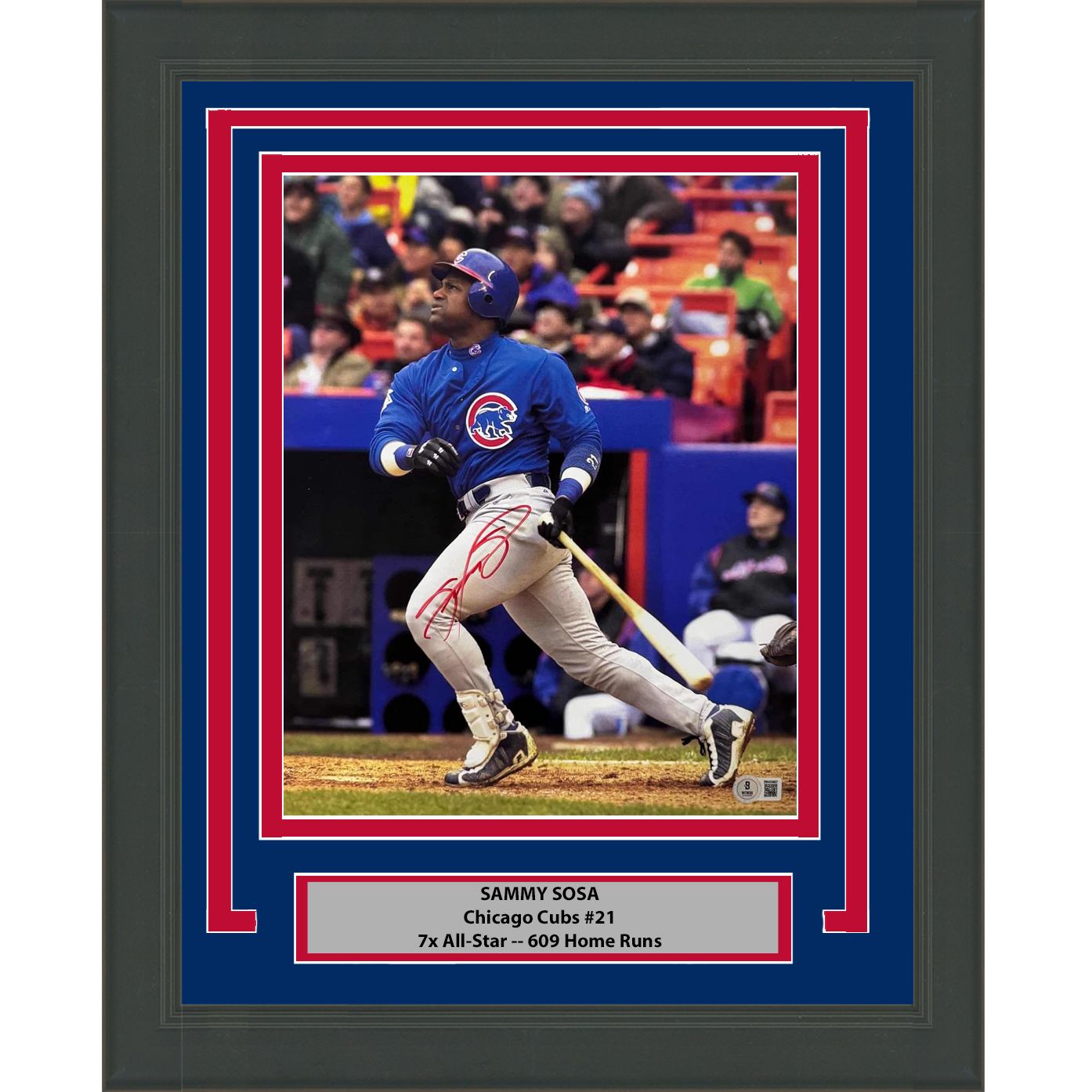 Framed Autographed/Signed Sammy Sosa Chicago Cubs 11x14 Baseball Photo Beckett BAS COA